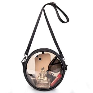 clear crossbody bag, round clear purse bag for women, fashion crossbody for concert prom, party, sports events festivals