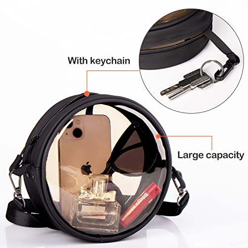 Clear Crossbody Bag, Round Clear Purse Bag for Women, Fashion Crossbody for Concert Prom, Party, Sports Events Festivals