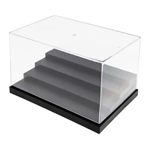 7penn acrylic display case for figures – 4 step clear display box and lid for minifigure crystal ring collections