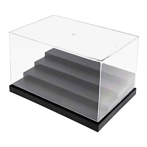 7Penn Acrylic Display Case for Figures - 4 Step Clear Display Box and Lid for Minifigure Crystal Ring Collections