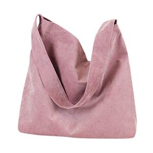 ruive ladies corduroy canvas bag simple solid color shoulder shopping bag casual tote small shoulder bag for men (pink, one size)