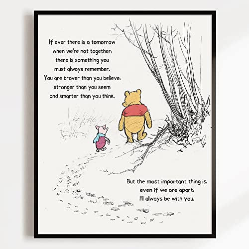 Winnie Pooh Art Print - Nursery Wall Decor - A. A. Milne Quote Classic Poster - If Ever There Is A Tomorrow - Boys Girls' Bedroom Decor - Encouragement Gift - Unframed Print (8"x10")