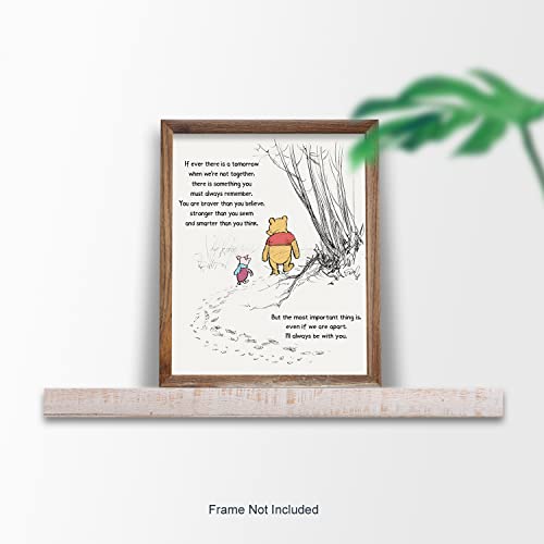 Winnie Pooh Art Print - Nursery Wall Decor - A. A. Milne Quote Classic Poster - If Ever There Is A Tomorrow - Boys Girls' Bedroom Decor - Encouragement Gift - Unframed Print (8"x10")