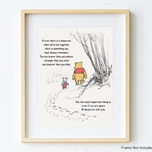 Winnie Pooh Art Print - Nursery Wall Decor - A. A. Milne Quote Classic Poster - If Ever There Is A Tomorrow - Boys Girls' Bedroom Decor - Encouragement Gift - Unframed Print (8"x10")