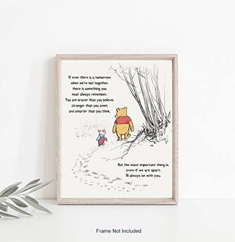 Winnie Pooh Art Print - Nursery Wall Decor - A. A. Milne Quote Classic Poster - If Ever There Is A Tomorrow - Boys Girls' Bedroom Decor - Encouragement Gift - Unframed Print (8"x10")