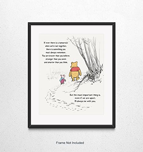 Winnie Pooh Art Print - Nursery Wall Decor - A. A. Milne Quote Classic Poster - If Ever There Is A Tomorrow - Boys Girls' Bedroom Decor - Encouragement Gift - Unframed Print (8"x10")