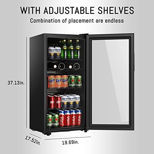 HAILANG 4.5 cu.ft Beverage Refrigerator With 150 Can,Freestanding Beverage Cooler For Office, Bar,Home|Double Glass Door&Adjustable Shelving (4.5cu.ft)