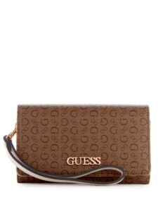 guess factory women’s julie phone organizer wallet cocoa multi