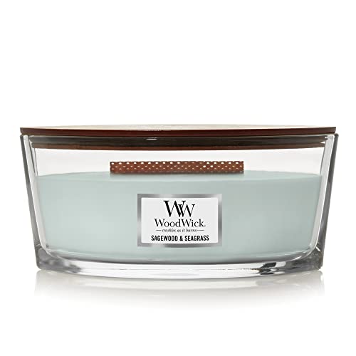 WoodWick Ellipse Candle, Sagewood & Seagrass, 16 oz.