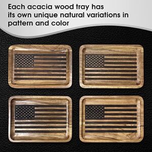 Guard The Line American Flag Valet Tray – Acacia Wood Catch All Tray, EDC Tray – Every Day Carry Bedside Tray, Dump Tray EDC Organizer, Nightstand Tray, Decorative Tray, Key Tray, 11 x 7.75 x 1 inches