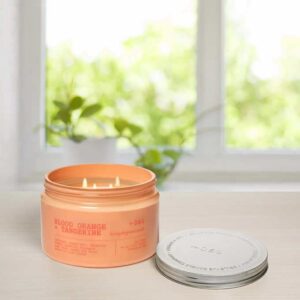 bellevue luxury candles| 4 wick | 40 ounce | soy blend with pure essential oils | lid included (blood orange & tangerine)