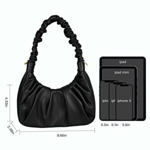 Classic Shoulder Bags for Women Cute Hobo Tote Mini Leather Handbag Clutch Purse Lightweight (Black)