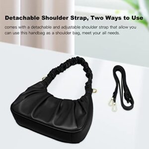 Classic Shoulder Bags for Women Cute Hobo Tote Mini Leather Handbag Clutch Purse Lightweight (Black)