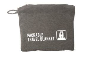 gforce jersey knit travel blanket| packable| fits over handle | soft| easy to travel| grey | travel | bag | blanket |