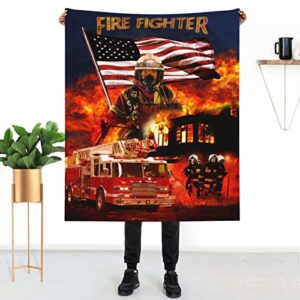 firefighter blanket fireman gifts for men fire fighter hero fire blanket soft fuzzy warm plush flannel throw blankets for sofa couch bed 50″x60″