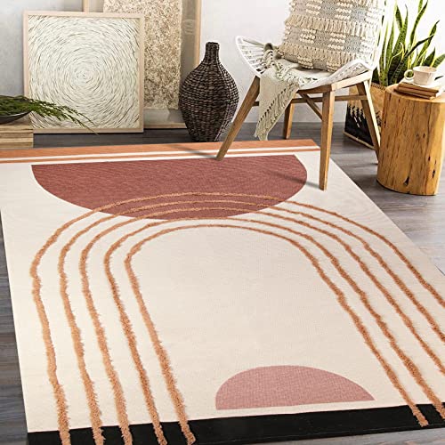 LEEVAN Boho Geometric Area Rug 4x6ft Farmhouse Rugs Washable Woven Living Room Floor Carpet Tribal Diamond Accent Rug for Bedroom Indoor Outdoor Bohemian Patio Rug Cotton Rugs for Living Room/Bedroom