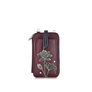 espe hope phone pouch rfid-protected vegan crossbody with phone pocket (wine)