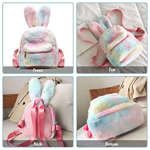 Lanpet Cute Bunny Backpacks for Girls , Women Cute Rabbit Ears Backpack Fluffy Shoulder Bag School Bag Satchel