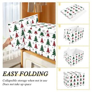 WIHVE Storage Bin with Lids Christmas Tree Plaid Snowflake Foldable Storage Boxes with Handles