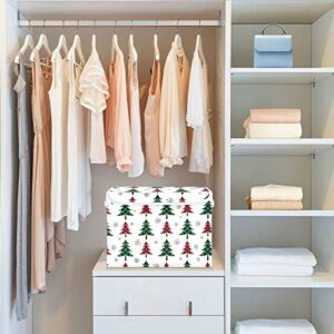 WIHVE Storage Bin with Lids Christmas Tree Plaid Snowflake Foldable Storage Boxes with Handles