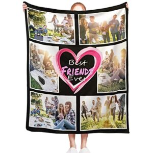 personalised photo blanket | personalised picture collage fleece throw | love hearts design 12 photo custom blanket | family blanket photo gift with 6 photo collage