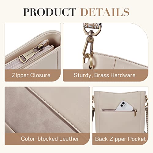 Missnine Crossbody Bags for Women Vegan Leather Crossbody Purse Fashion Shoulder Bucket Bag with Adjustable Guitar Strap