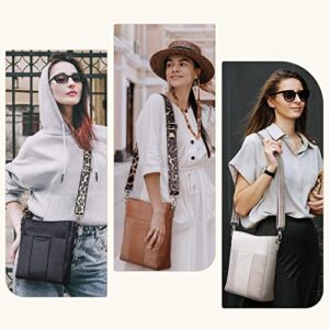 Missnine Crossbody Bags for Women Vegan Leather Crossbody Purse Fashion Shoulder Bucket Bag with Adjustable Guitar Strap