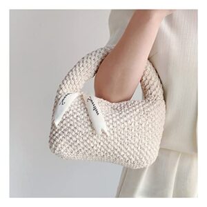 wykdd knitting women handbags small woven bags for women handmade crochet handbags and purses mini clutch chic tote (color : gray, size : 1)