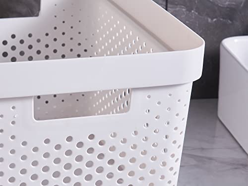 HANAMYA Lidded Storage Bin Organizer | Storage Organizing Container, 16 Liter, Set of 4, White