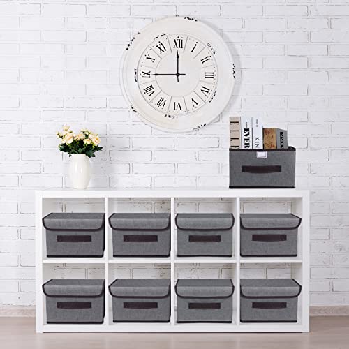 10 Pcs Fabric Storage Bins with Lids Foldable Storage Boxes Decorative Storage Container Fabric Storage Baskets for Organizing Clothes Closet Home Office Bedroom Toy, (Gray, 10.2 x 7.5 x 6.3 In)