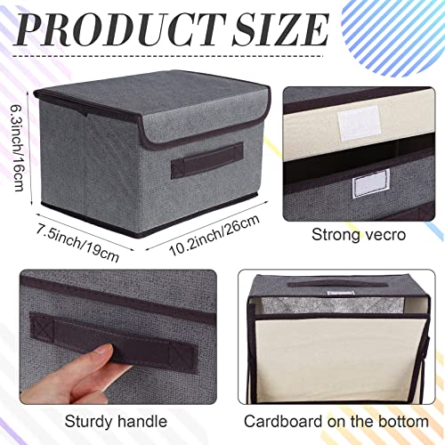 10 Pcs Fabric Storage Bins with Lids Foldable Storage Boxes Decorative Storage Container Fabric Storage Baskets for Organizing Clothes Closet Home Office Bedroom Toy, (Gray, 10.2 x 7.5 x 6.3 In)