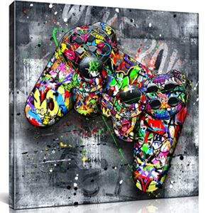 JKWALL77 Graffiti Canvas Wall-Art for Bedroom - Gaming Wall Art for Teen Boys - Abstract Painting Pop Art Modern Home Wall Decor Ready to Hang Size 14" x 14"
