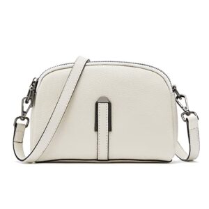 zooeass genuine leather small crossbody bags for women,ladies shoulder bag purses multi pocket cross body purse(beige)