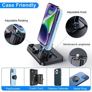 AFLYDOG Fast Charging Station for Apple Devices, New Self-Centering iWatch Charger Stand for All Apple Watch, 3 in 1 Built-in Charging Stand Dock for iPhone AirPods Apple Watch(15W Adapter)