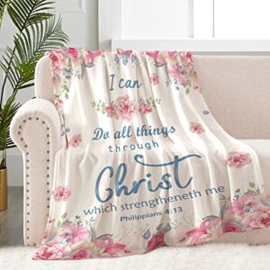 christian gifts for women, ultra soft religious gifts blanket with bible verse and inspirational thoughts, warm plush prayers blanket get well soon gifts for men women