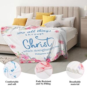 Christian Gifts for Women, Ultra Soft Religious Gifts Blanket with Bible Verse and Inspirational Thoughts, Warm Plush Prayers Blanket Get Well Soon Gifts for Men Women