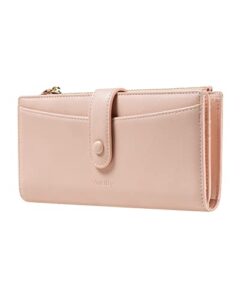vulkitty wallet for women large capacity leather purse rfid blocking credit card organizer with zipper pocket(rose)