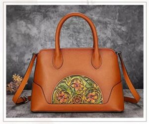 wykdd vintage floral ladies tote bag hand embossed handbag versatile women’s shoulder messenger bag (color : a, size : 30(l)*18(h)*12(w) cm)