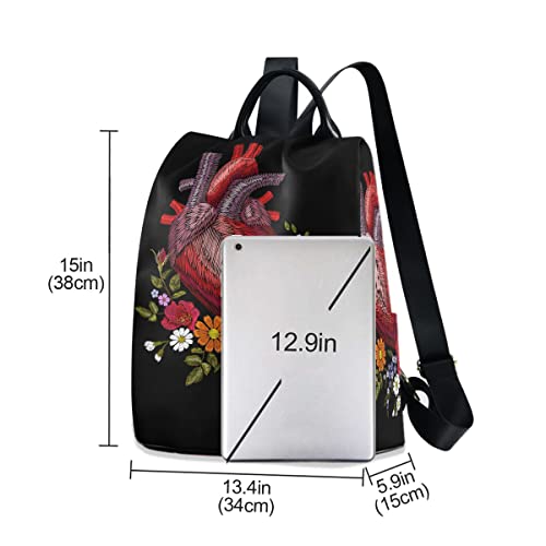 GAIREG Human Anatomical Heart Women's Backpack Purse Anti Theft Casual Fashion Bag with Pompom