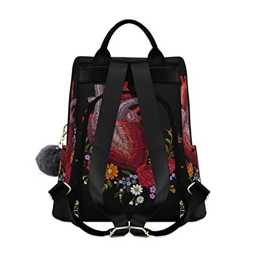 GAIREG Human Anatomical Heart Women's Backpack Purse Anti Theft Casual Fashion Bag with Pompom