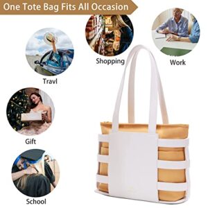 Leather Tote Bag for Women, Two Piece Set Singly Detachable Beach Bag with Purse Organizer Insert