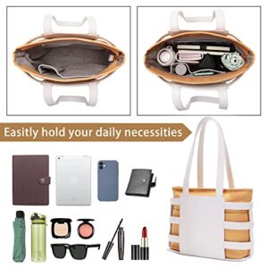 Leather Tote Bag for Women, Two Piece Set Singly Detachable Beach Bag with Purse Organizer Insert