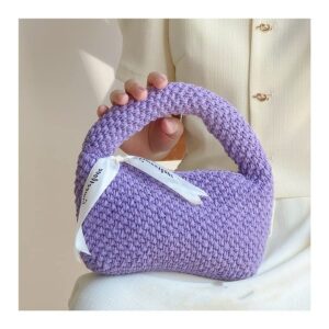wykdd knitting women handbags small woven bags for women handmade crochet handbags and purses mini clutch chic tote (color : gray, size : 1)