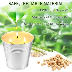 Citronella Candles Outdoor Large - 2 x 15oz 3-Wick Bucket Candle for Home Patio Candle up to 180 Hours, Summer Camping Huge Candle, Natural Soy Wax Lemograss Candle for Outside Garden Backyard Balcony