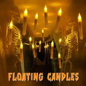 reductus halloween decorations – 12pcs floating candles halloween with remote control- hanging candles for harry poter/witch indoor halloween decor chrismas party supplies(no diy)