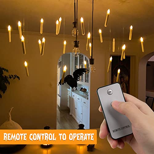 REDUCTUS Halloween Decorations - 12PCS Floating Candles Halloween with Remote Control- Hanging Candles for Harry Poter/Witch Indoor Halloween Decor Chrismas Party Supplies(NO DIY)