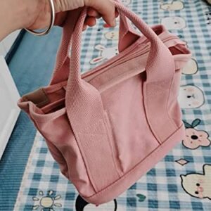 Canvas Tote Bag Women Small Mini Tote Bag Zipper Satchel Crossbody Shoulder Handbags Purse Pink