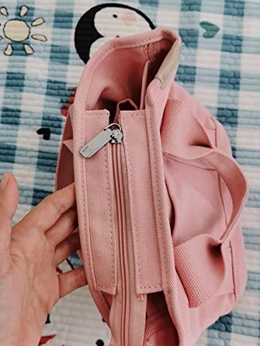 Canvas Tote Bag Women Small Mini Tote Bag Zipper Satchel Crossbody Shoulder Handbags Purse Pink