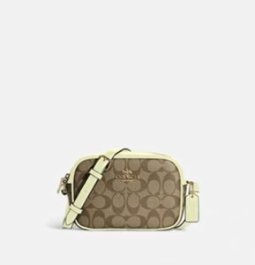 coach women’s mini jamie camera bag (signature canvas khaki pale lime)