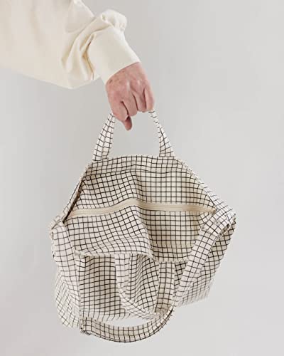 Horizontal Zip Duck Bag - Natural Grid